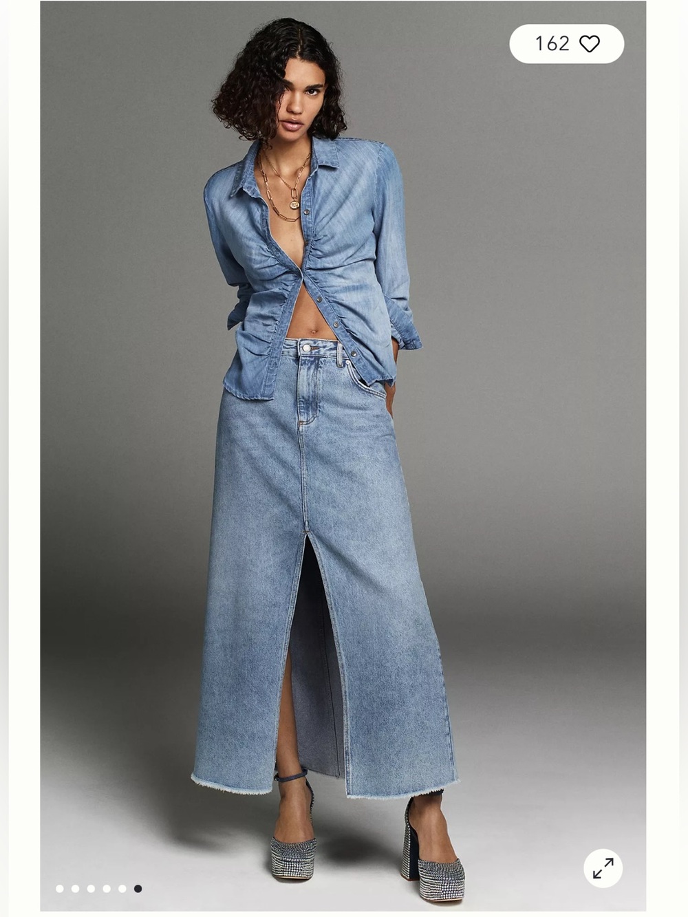 Pilcro Madi Front-Slit Denim Maxi skirt